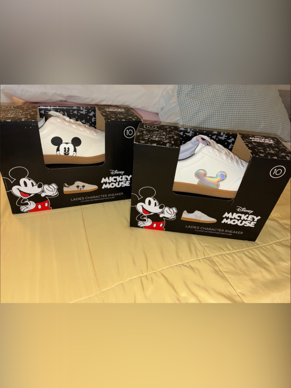 Disney White Mickey Mouse Ladies Sneakers with Holographic Accent